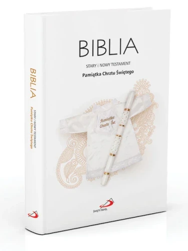 Biblia na chrzest – pamiątkowa obwoluta i grzbiet