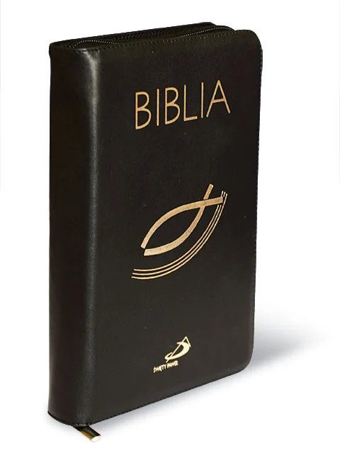 Czarna Biblia z rybką z suwakiem – okładka i grzbiet