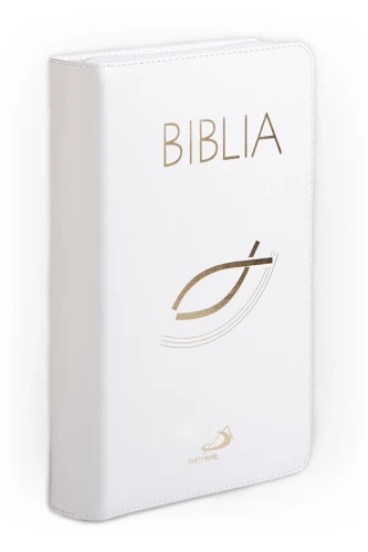 Biała Biblia z rybką z suwakiem – okładka i grzbiet