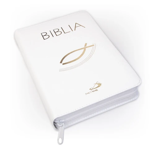 Biała Biblia z rybką – zamknięty tom z zamkiem