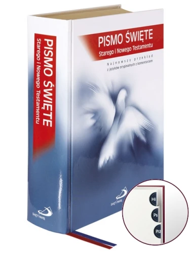 Pismo Święte w twardej oprawie – okładka i zaznaczone paginatory