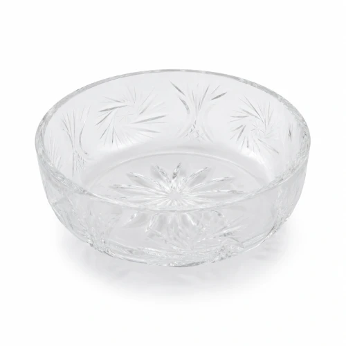 Niska kryształowa miseczka lavabo 14,5 cm z rozetami i promienistym wzorem w dnie