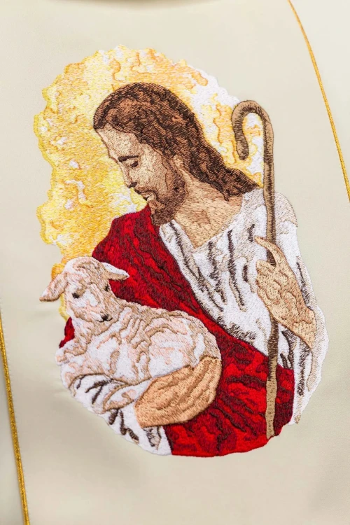 Jezus Dobry Pasterz – szczegóły haftu