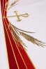 Biały obrus ołtarzowy PAX z kłosami i czerwonymi pasami – szczegół 5