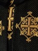 Czarna kapa liturgiczna z aksamitnym pasem i krzyżem – detal 2