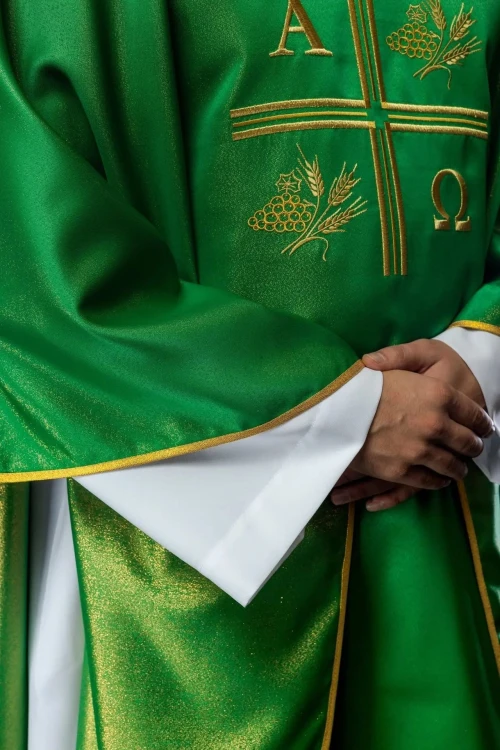 Ornat zielony Alfa i Omega, kłosy zboża i krzyż – zdjęcie 4