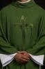 Ornat zielony satynowy z haftowanym krzyżem – zdjęcie 3