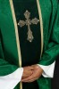 Ornat zielony żakardowy z haftowanym pasem i krzyżem – zdjęcie 4
