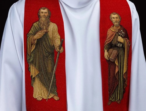 Stuła czerwona ze św. Piotrem i św. Pawłem – zdjęcie 2