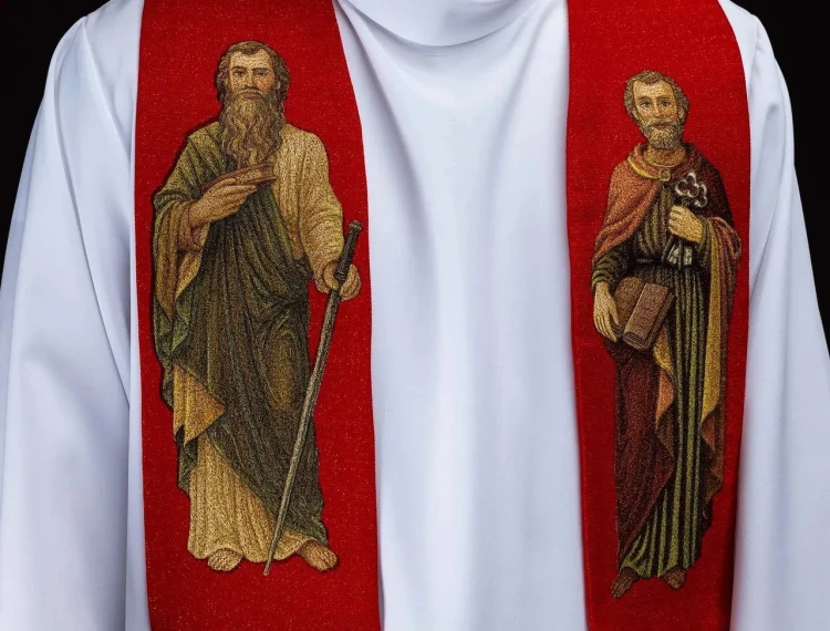 Stuła czerwona ze św. Piotrem i św. Pawłem – zdjęcie 2