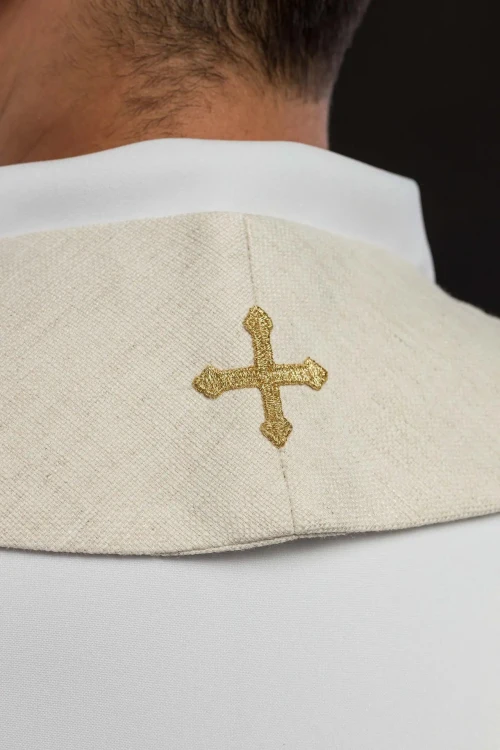Stuła kapłańska ecru ze św. Józefem – zdjęcie 4