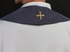 Stuła kapłańska fioletowa ze złotym haftem IHS i kamieniami – zdjęcie 5