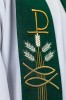 Stuła kapłańska zielona z haftem PAX, kłosami i rybą – zdjęcie 3