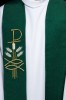 Stuła kapłańska zielona z haftem PAX, kłosami i rybą – zdjęcie 6