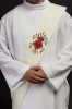 Stuła diakońska ecru z haftem Serca Jezusowego – detal 3