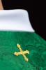 Stuła kapłańska zielona z haftem krzyża – detal 6