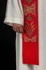 Stuła liturgiczna czerwona z haftem IHS – detal 4