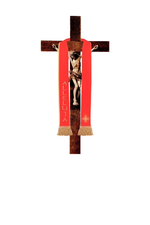 Stuła liturgiczna czerwona z haftem krzyża