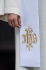 Stuła liturgiczna dwustronna fioletowo-biała z haftem IHS – detal 4