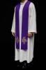 Stuła liturgiczna dwustronna fioletowo-biała z haftem IHS – detal 5