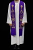 Stuła liturgiczna fioletowa z haftem IHS