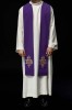 Stuła liturgiczna fioletowa z haftem IHS