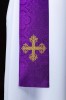 Stuła liturgiczna fioletowa z haftem krzyża