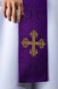 Stuła liturgiczna fioletowa z haftem krzyża