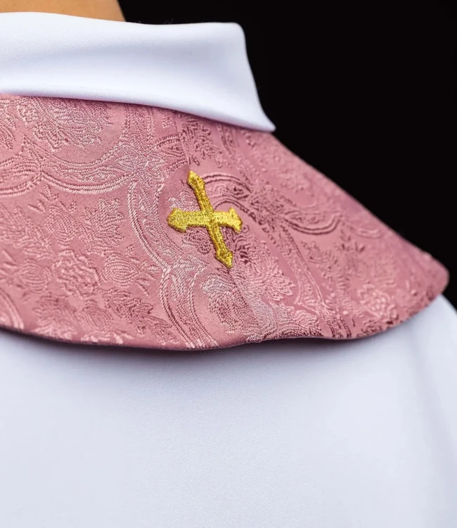Stuła liturgiczna różowa z haftem krzyża