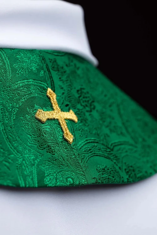 Stuła liturgiczna zielona z haftem krzyża