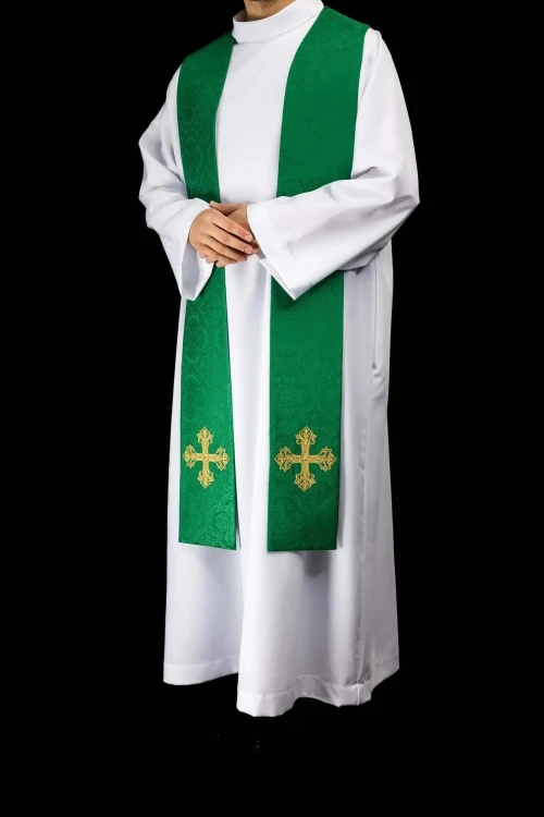 Stuła liturgiczna zielona z haftem krzyża