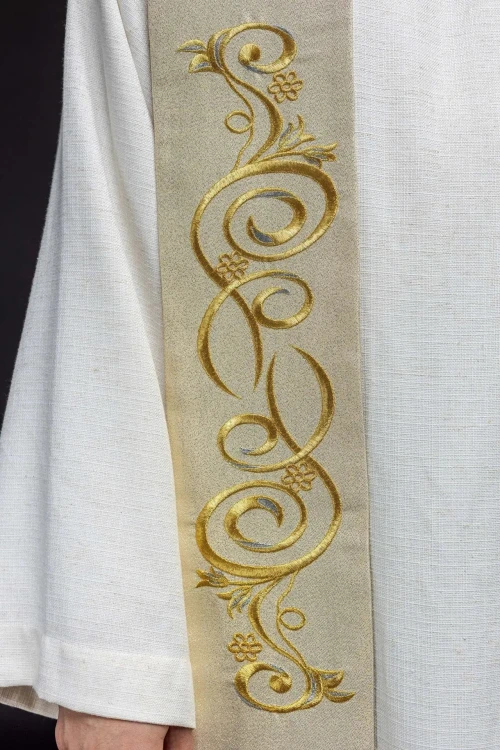 Stuła liturgiczna złota z haftem IHS