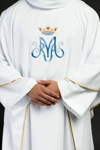 Biały ornat maryjny ze stójką