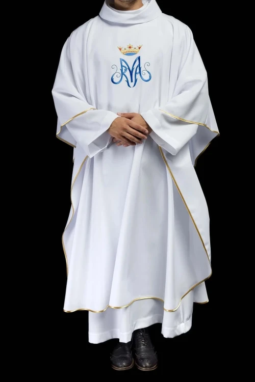 Biały ornat maryjny ze stójką – detal 7
