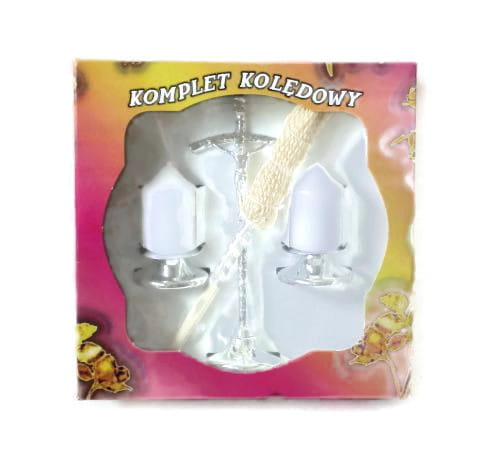 Komplet kolędowy metalowy, kolor srebrny