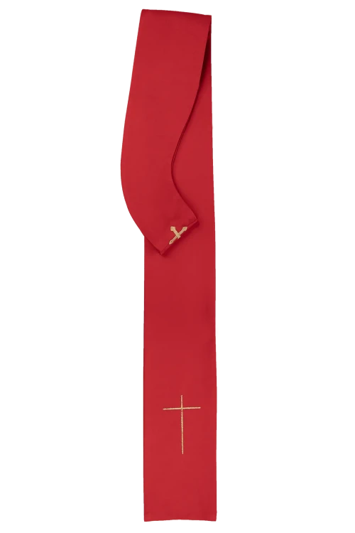Czerwony ornat liturgiczny haftowany w minimalistycznym wzorze – detal 31