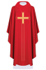 Czerwony ornat liturgiczny haftowany w minimalistycznym wzorze – detal 41