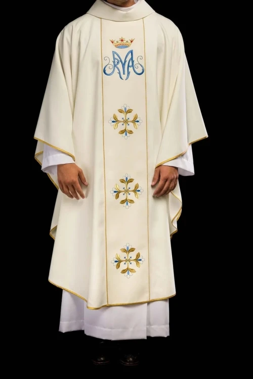 Ornat maryjny ecru z pasem – widok tyłu