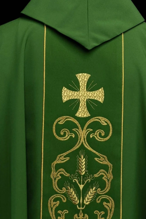 Ornat zielony z eucharystycznym pasem ozdobnym – widok tyłu