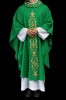 Zielony ornat liturgiczny bogato haftowany kamieniami – pełny widok