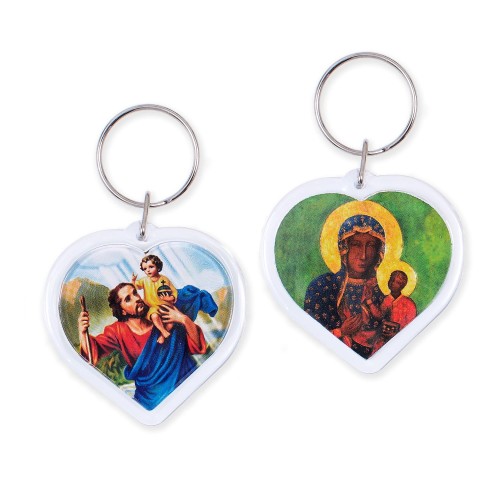 Schlüsselanhänger mit dem heiligen Christophorus und der Madonna von Tschenstochau