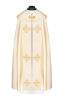Kapa liturgiczna ecru z aksamitnym pasem i haftowanymi krzyżami – widok główny