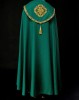 Kapa liturgiczna zielona z haftem IHS - S-3067-01-70 – detal przedniego pasa
