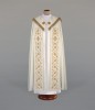 Kapa liturgiczna ecru z adamaszku i bogatymi pasami – widok główny