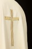 Dalmatyka liturgiczna ecru ze złotym krzyżem – widok z tyłu