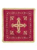 Komplet kielichowy aksamitny z haftowanym motywem liturgicznym w kolorze czerwonym – palka i elementy zestawu