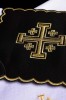 Bawełniany komplet kielichowy z czarną palką i złotym Krzyżem Jerozolimskim – widok główny