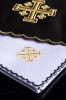 Bawełniany komplet kielichowy z czarną palką i złotym Krzyżem Jerozolimskim – palka i elementy zestawu