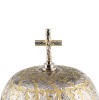 Zdobiony gong liturgiczny trójtonowy z kontrastowym ornamentem – widok z przodu