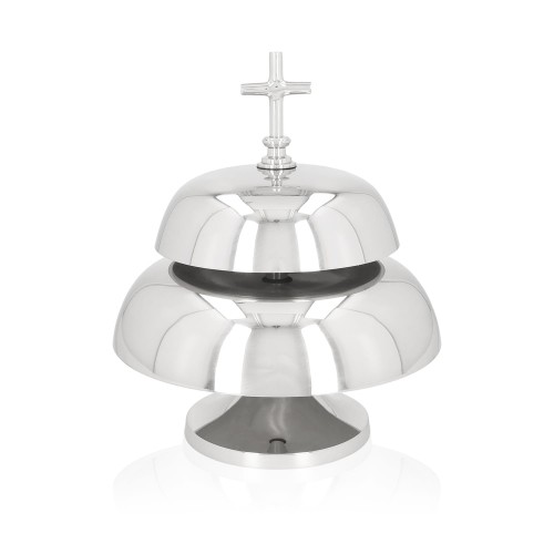 Niklowany gong mszalny podwójny 29 cm – widok z przodu